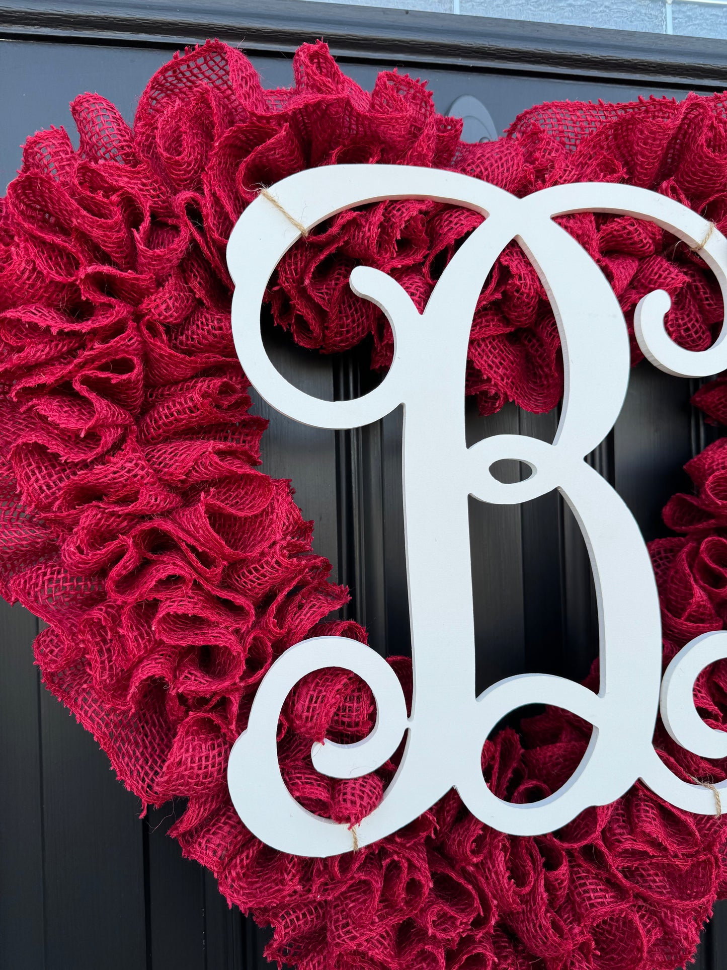 Heart monogram Valentine's day wreath for front door, rustic burlap valentine's day wreath, valentine gifts for her, double doors